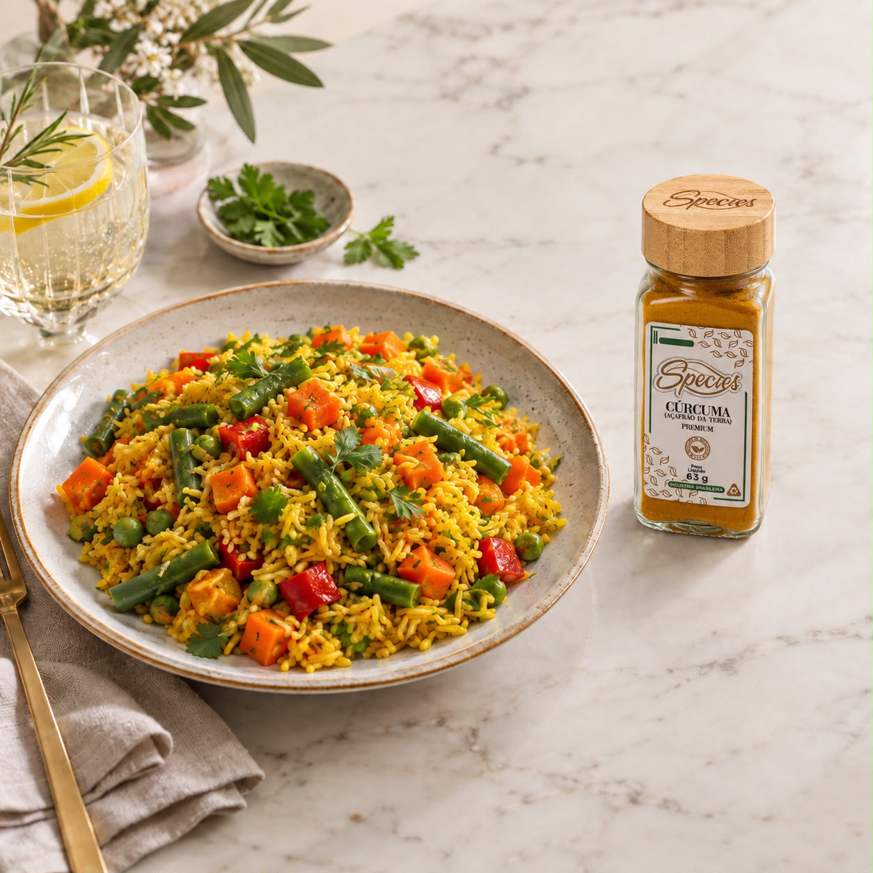 ARROZ COM CÚRCUMA E LEGUMES