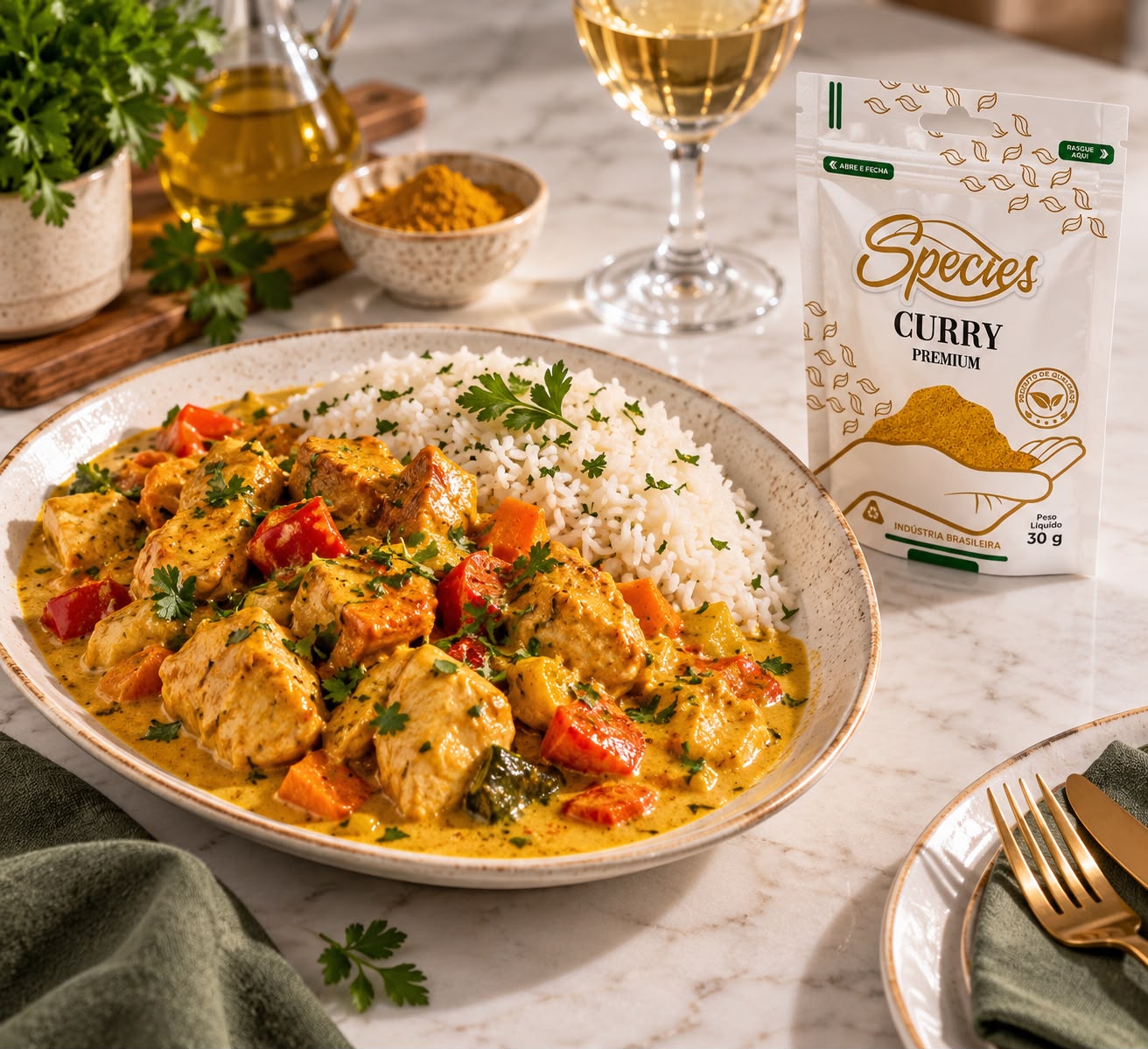 ARROZ COM CURRY E LEGUMES